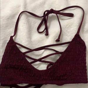 VS PINK maroon ribbed bikini top